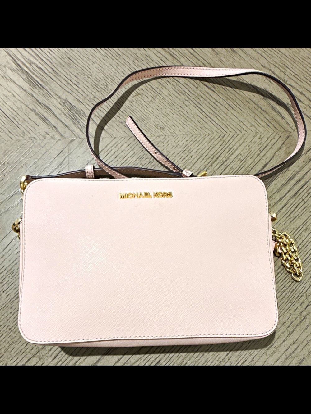 Michael Kors Blush Pink Saffiano Crossbody Bag with Gold Hardware